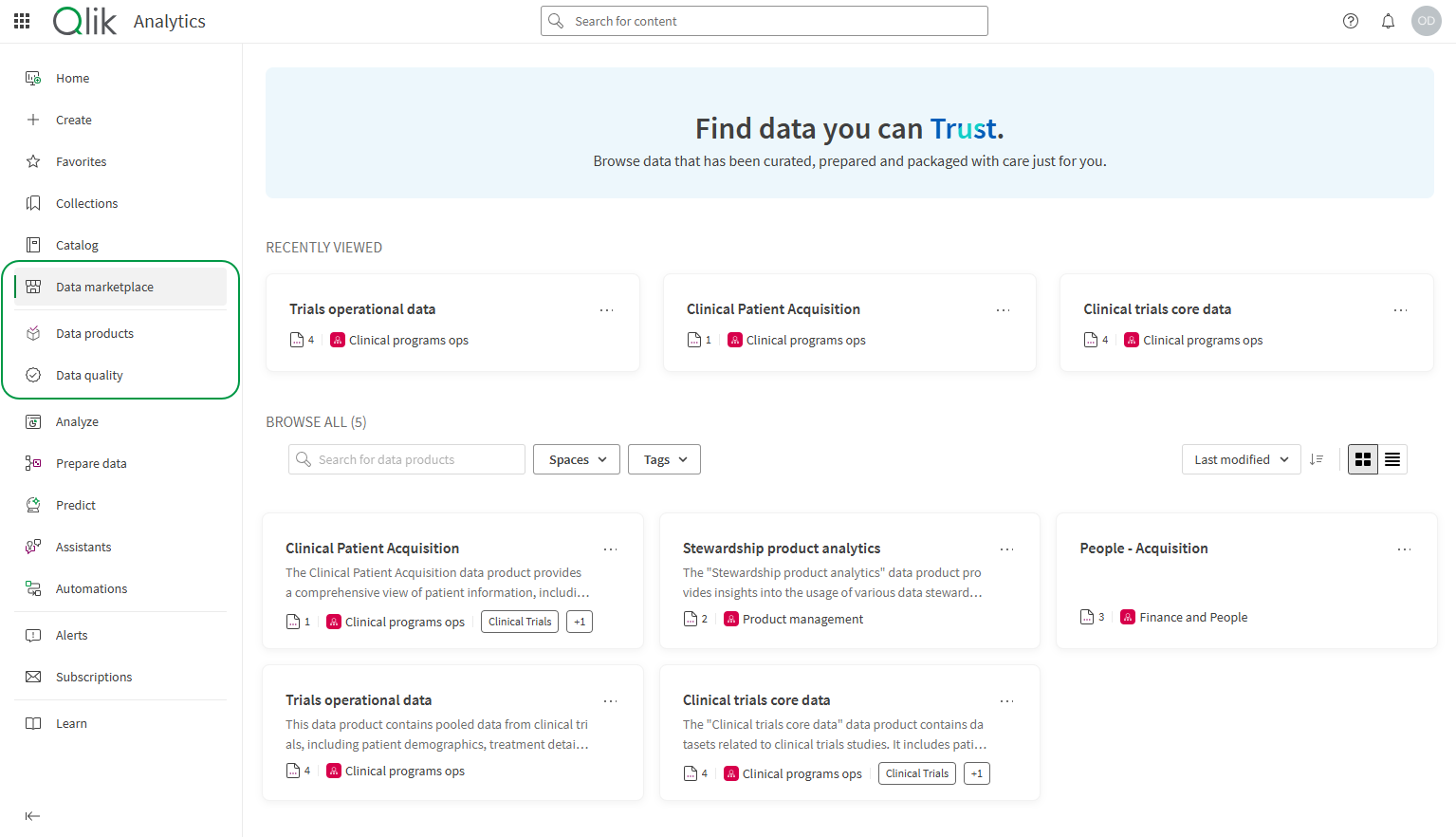 Analytics activity center