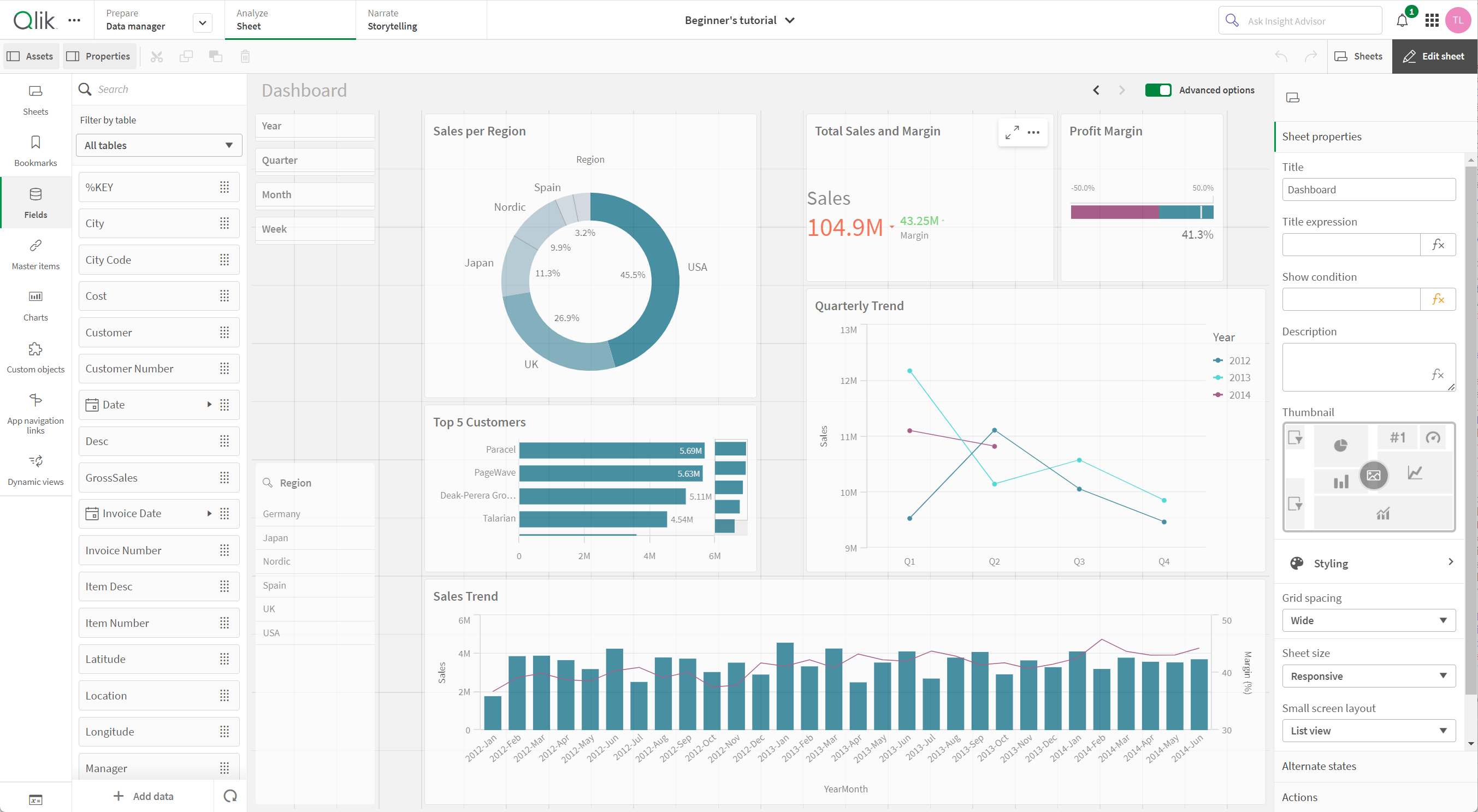 The advanced edit mode for sheets