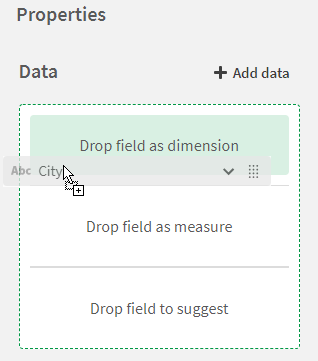 The autochart options for data when a field is dragged under Data