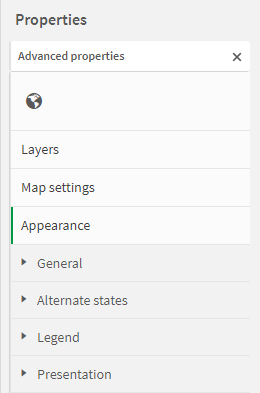 Advanced properties for a map