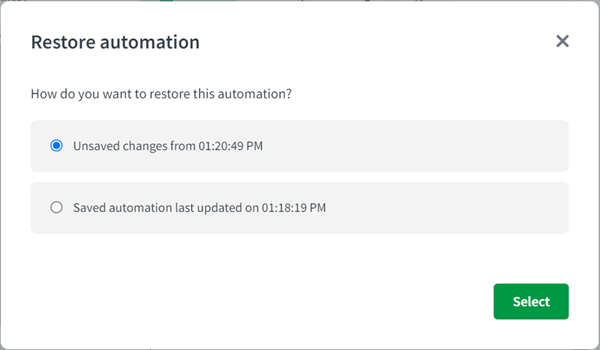 Restored automations with unsaved changes