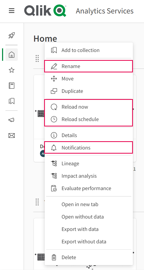 Label changes in the context menu