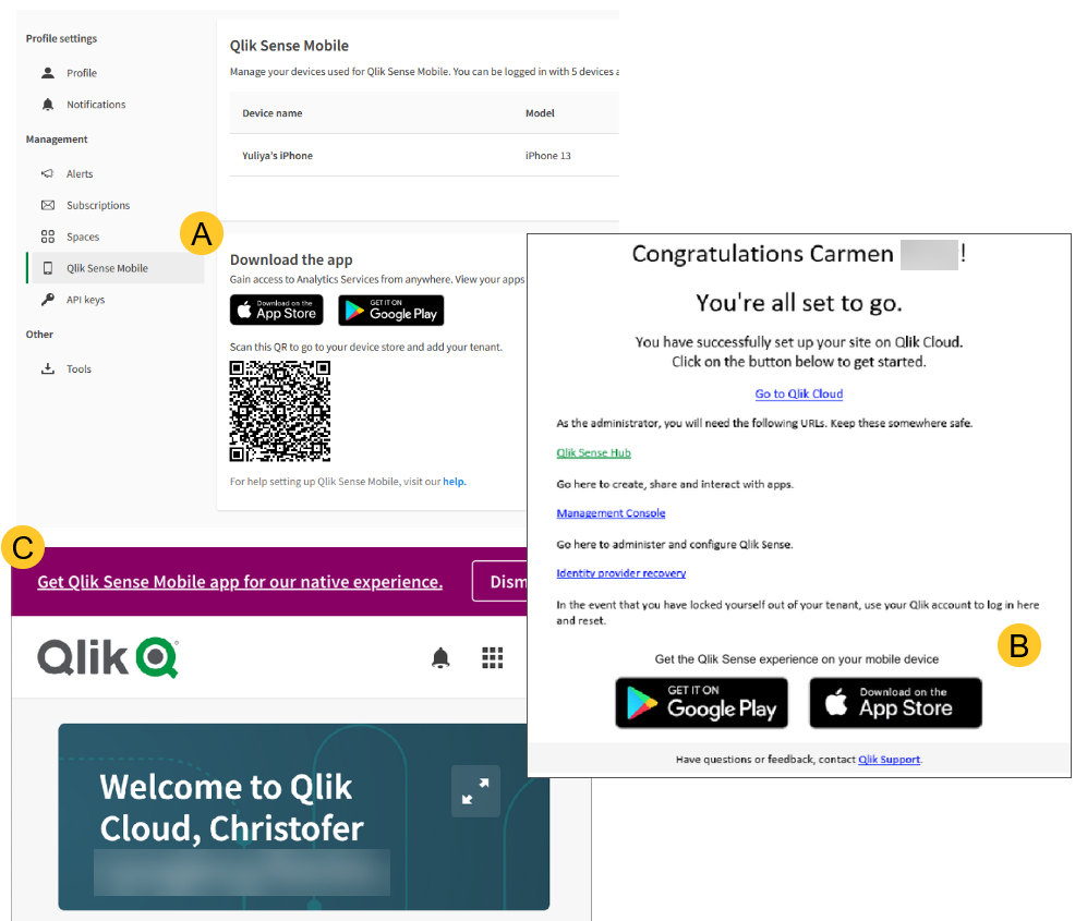 Methods to download the Qlik Sense Mobile SaaS app