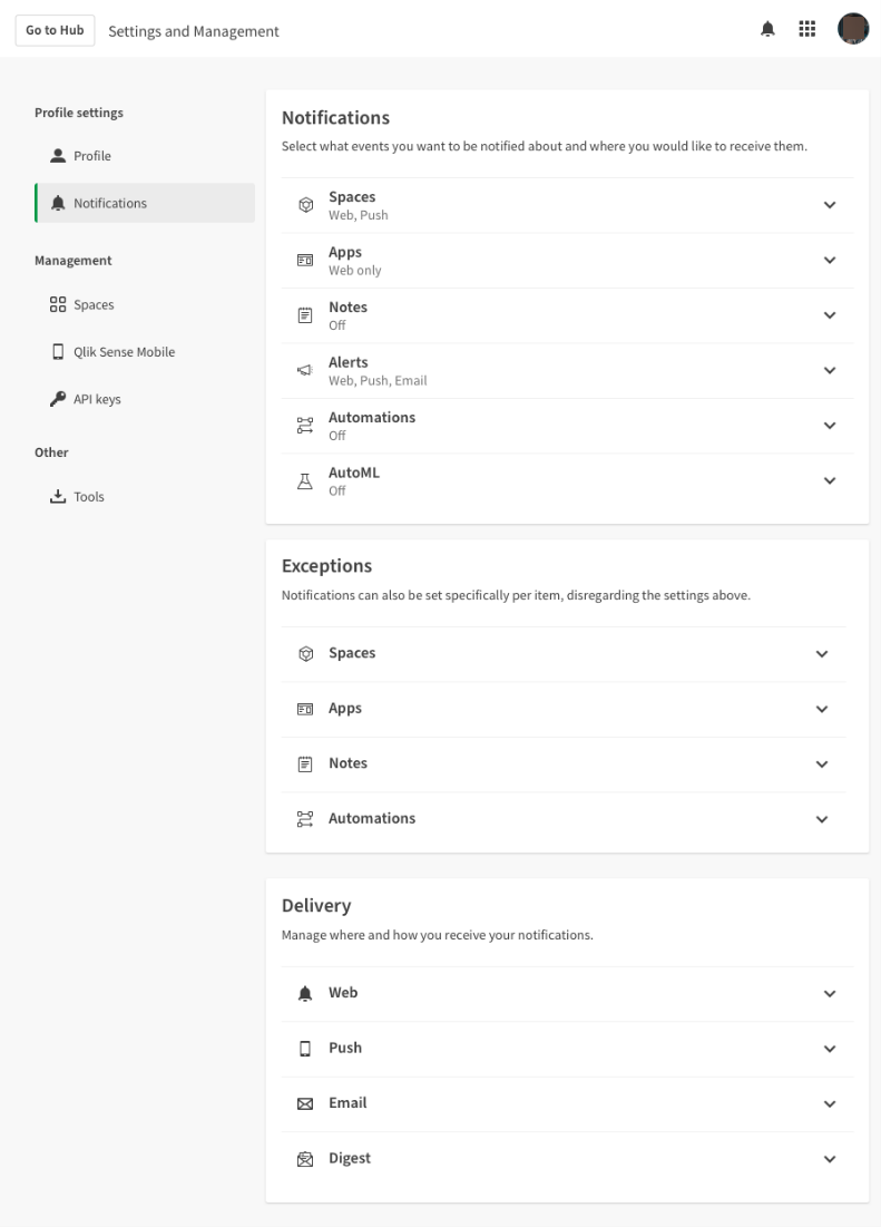 Updates to the Notifications interface