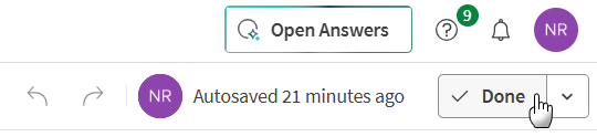 Publishing a page using the Done button
