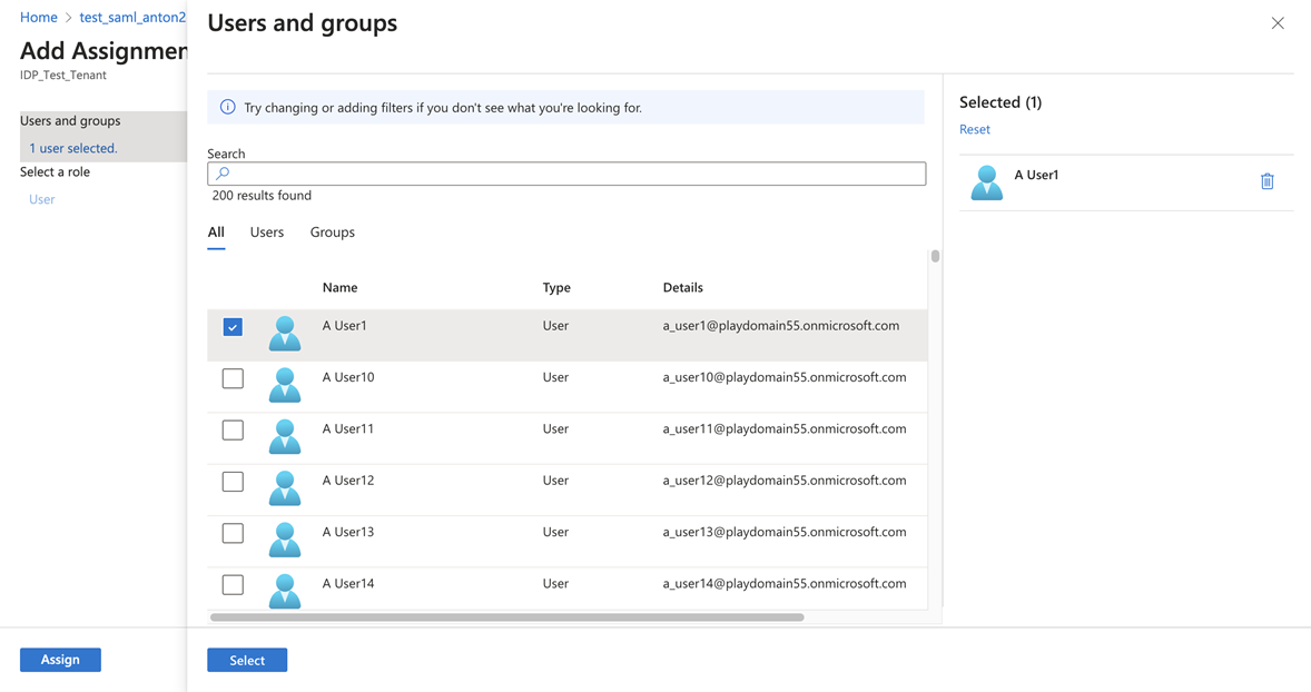 Users and groups pane.