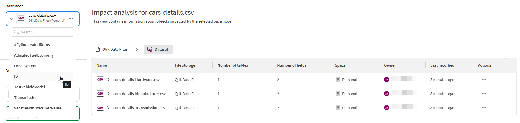 Click to view full size Drill in to base node to view and select field to focus on that field