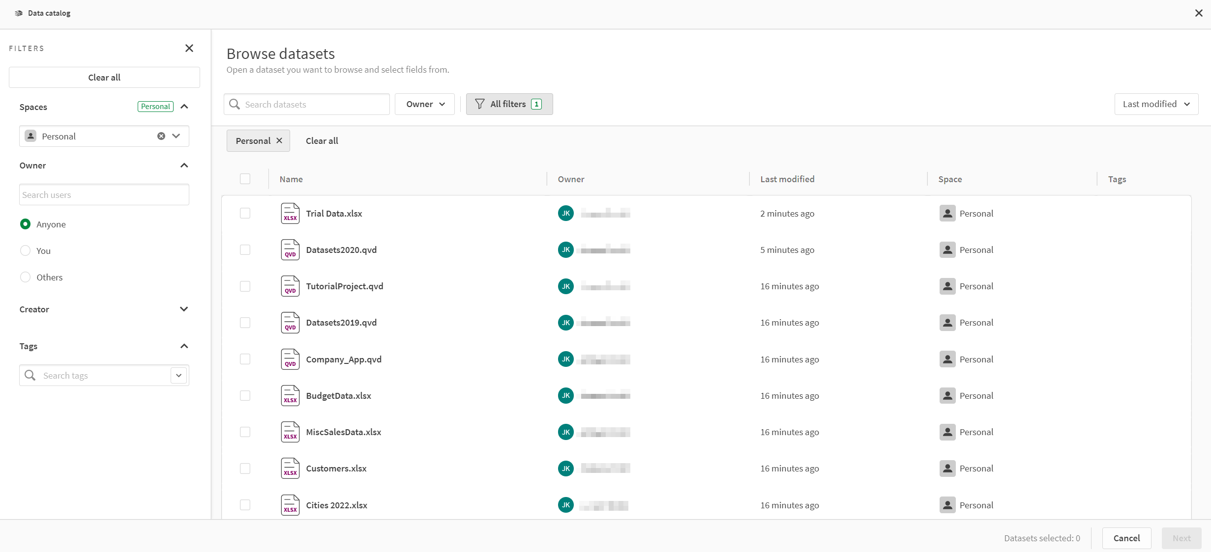 Data catalog Qlik Cloud Help