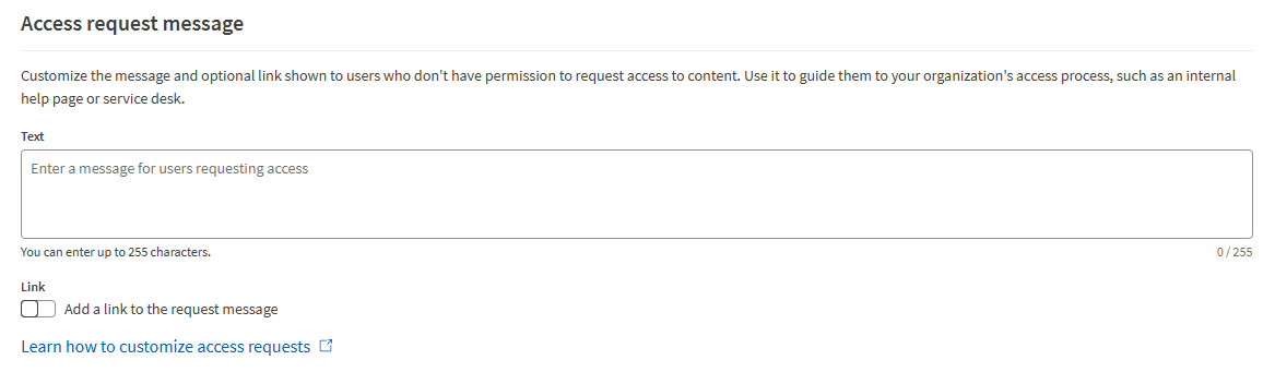 Access request message settings.