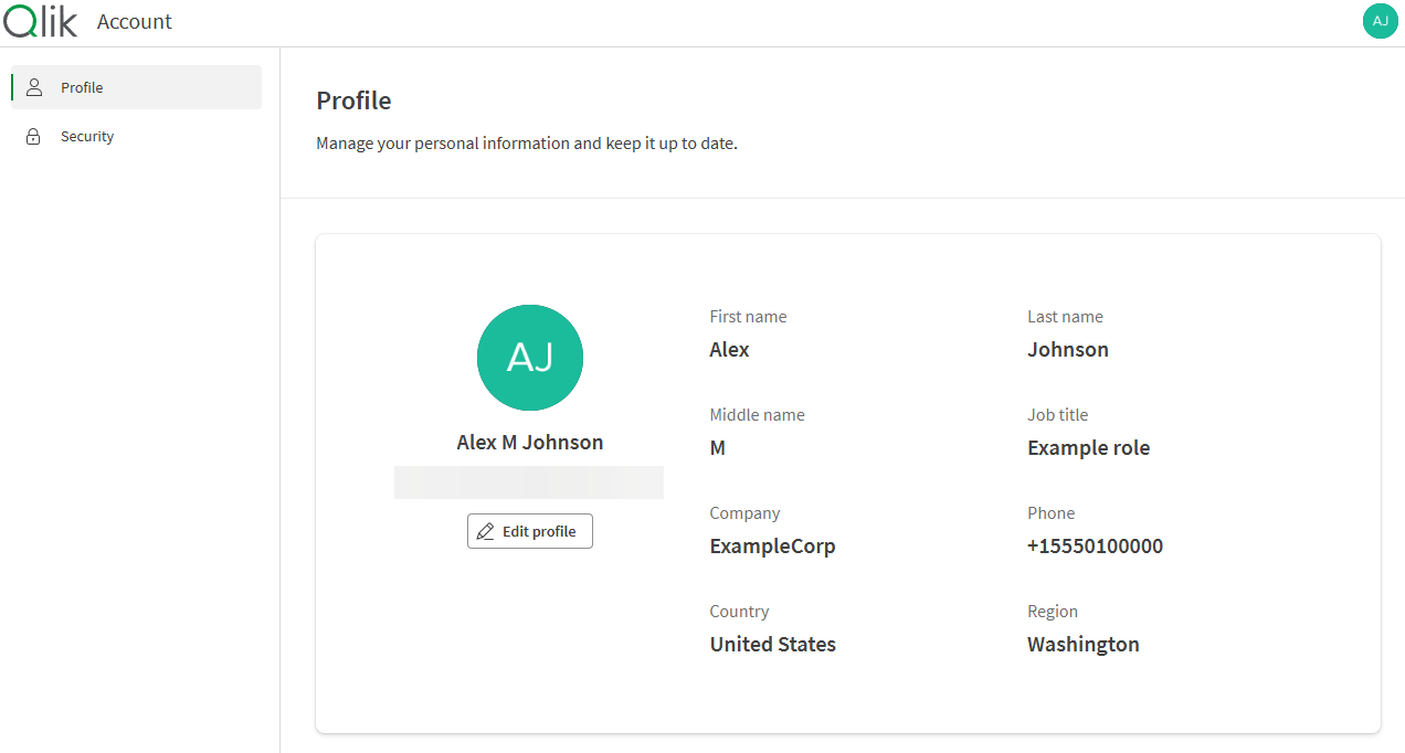 Overview of the account settings page.