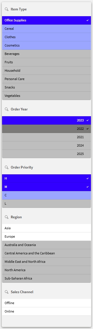 Filter pane examples | Qlik Cloud Help