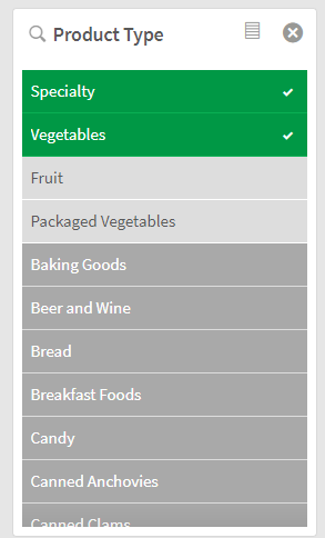 When Specialty is selected, some values are alternative (light grey) and some are excluded (dark grey).