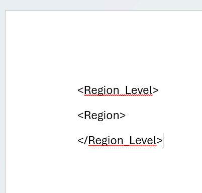 'Level and field tags added to a Word report template