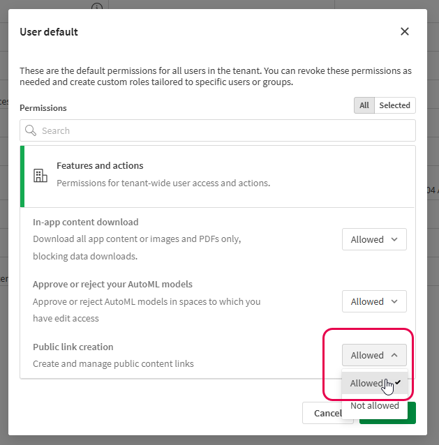 Setting default permissions for anonymous link generation for all users in the tenant