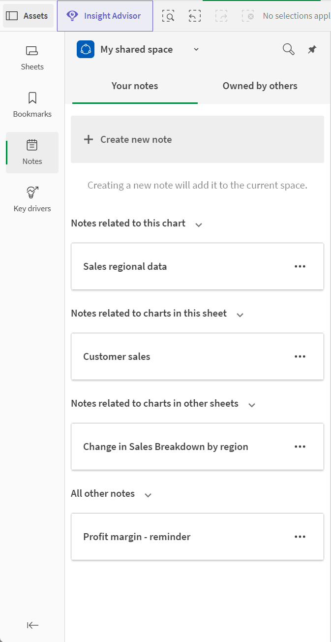 List of all four possible categories for note content