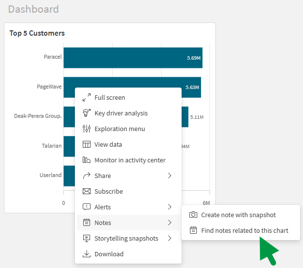 Click to view full size Right-clicking chart and finding notes using the chart