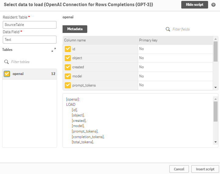 'Add data' tab of the Data load editor, with icon for 'Select data' highlighted