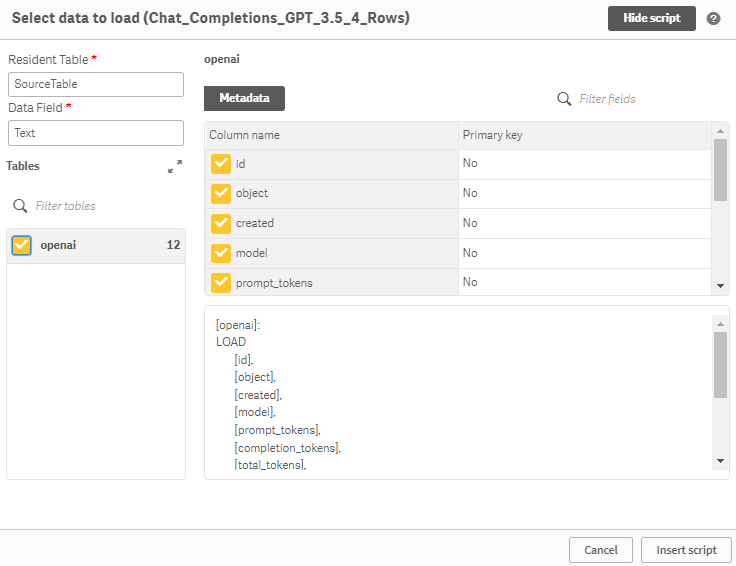 'Add data' tab of the Data load editor, with icon for 'Select data' highlighted