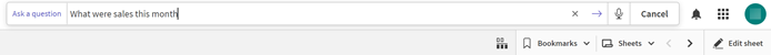 The search box expanded with text, showing all search options including the microphone button for asking queries verbally.