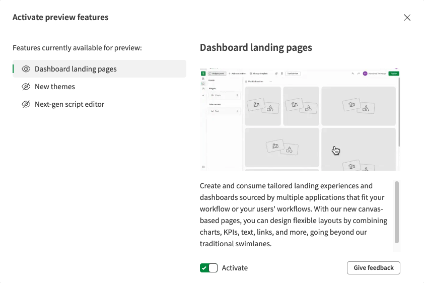 Click to view full size Preview dialog with available features and Activate controls