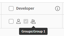 Icon for role assigned via a group with a tooltip with the group name shown in the Manage roles dialog.