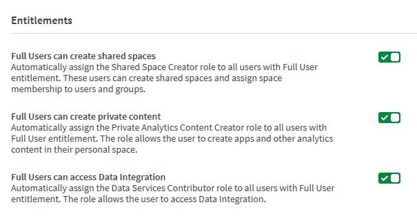 Entitlements tab showing settings for auto assignment of roles