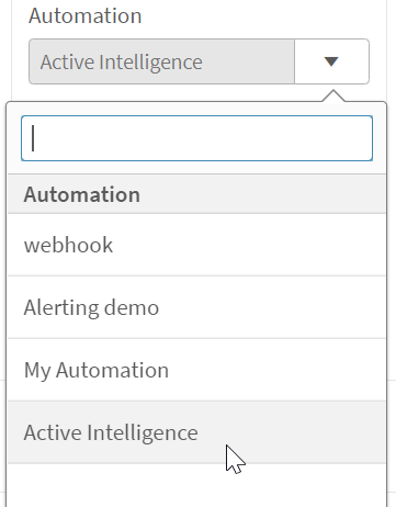 drop-down menu for automation action button