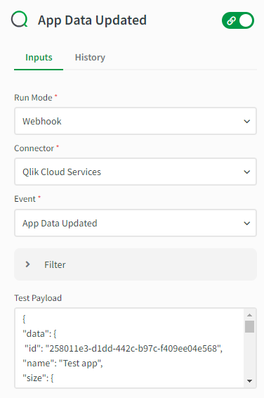 Start block with app updated as webhook