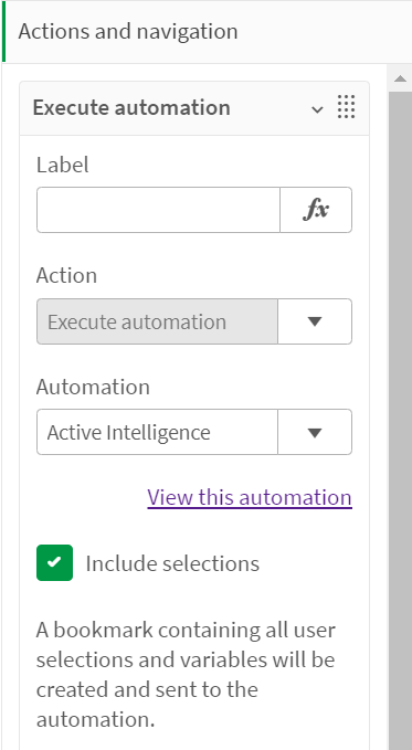 Button configuration settings to execute automation action