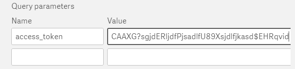 Query parameters field with the name specified as access_token and the value being the Access Token supplied by the API