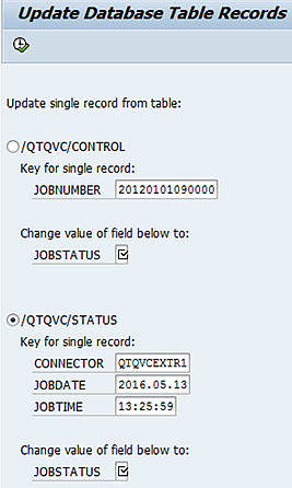 Update database table records dialog