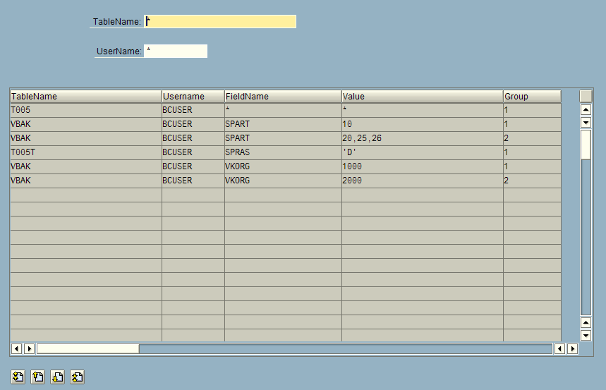 Table overview dialog