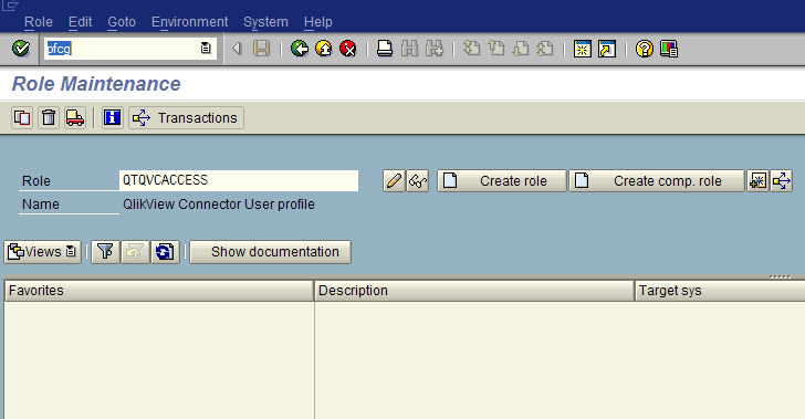 Role Maintenance dialog with QTQVACCESS