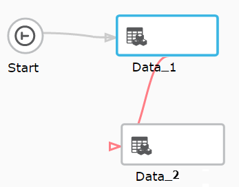 Example of error path represented by a red path connector between two workflow objects