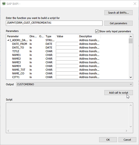 Get parameters example output