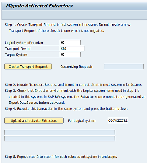 Migrate Activated Extractors dialog with steps 1 to 3 completed