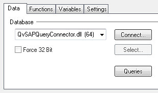 Data tab with QvSAPQueryConnector.dll selected