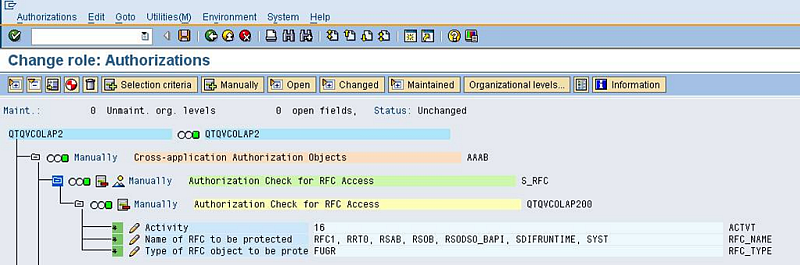 Change Role Authorizations dialog