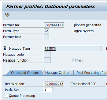 Partner profiles outbound parameters
