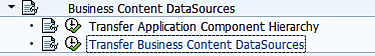 SAP System Hierarchy showing Business Content DataSources