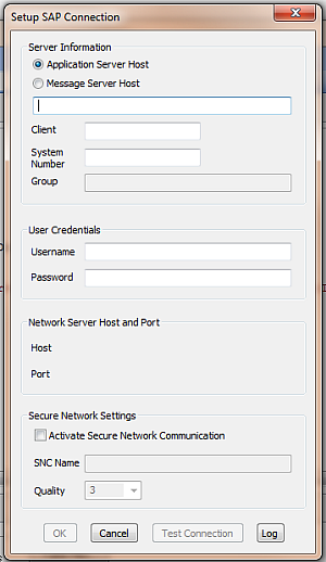 SAP connection dialogue image