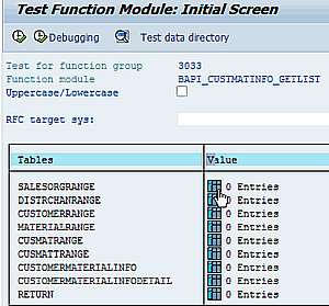 Test Function Module dialog