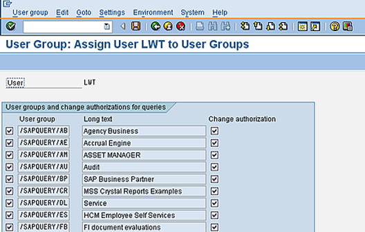 Assign User LWT to User Groups dialog