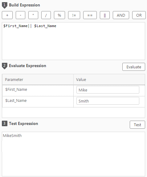 Expression Builder dialog with an example in the Test Expression pane