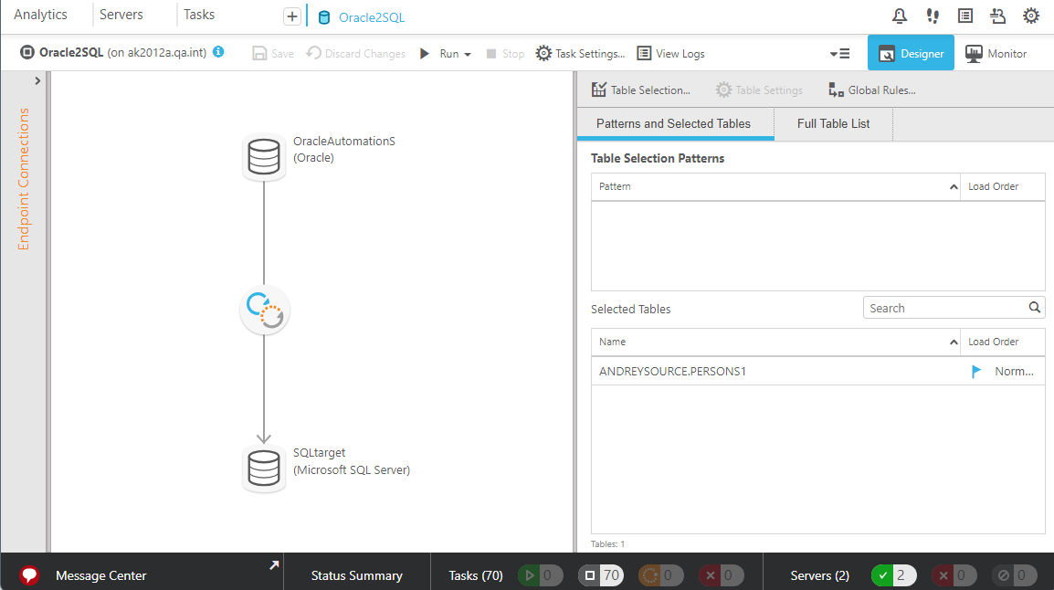 Designer mode interface example