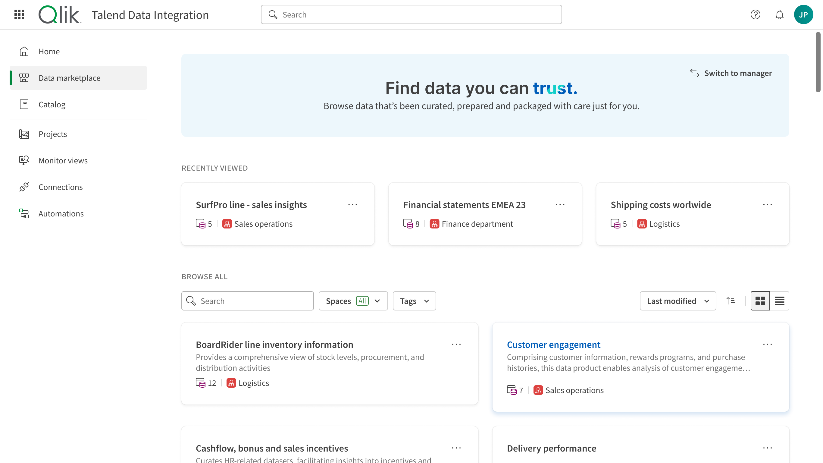 The Data Products User Interface