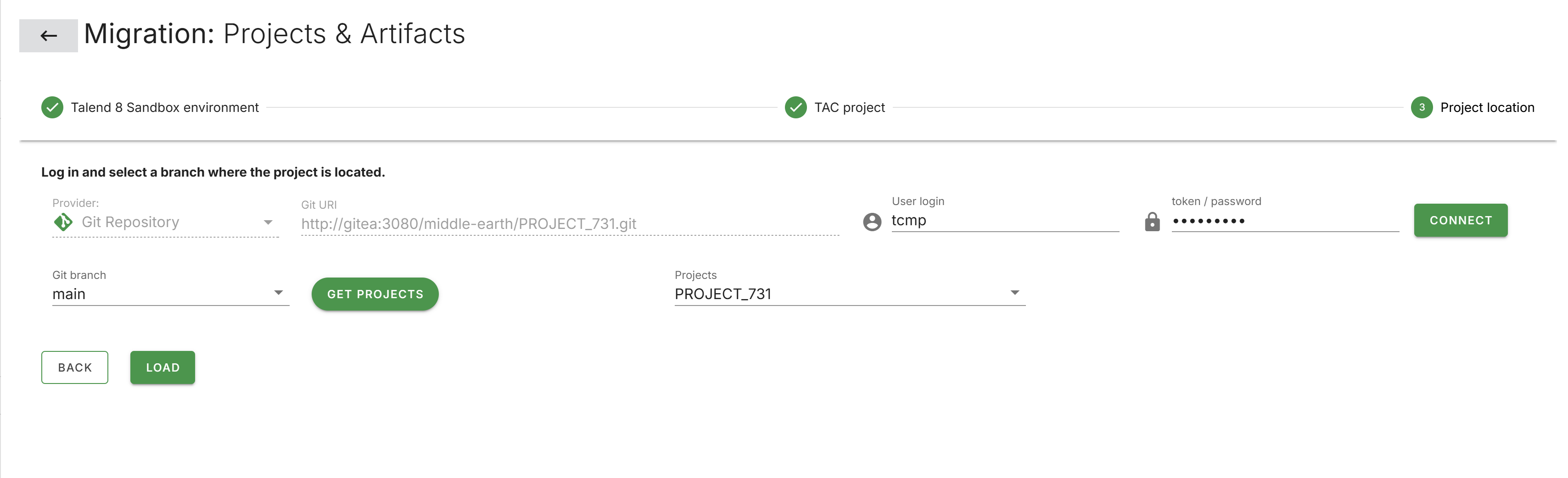 CI/CD project Git credentials.