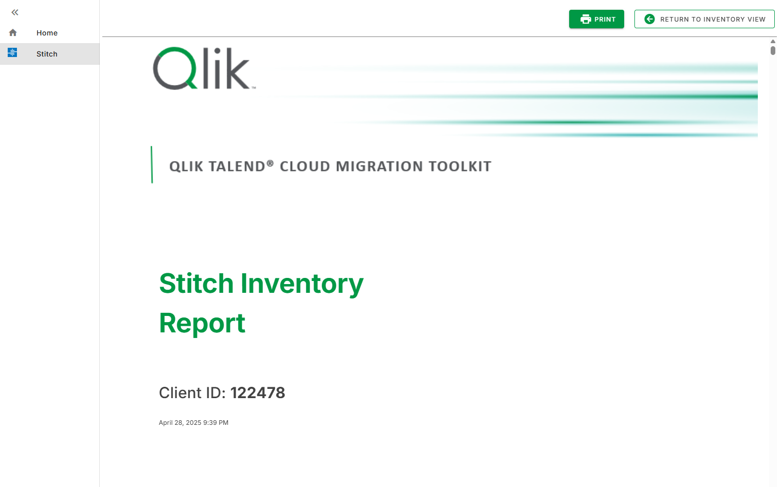 Stitch Inventory Report.