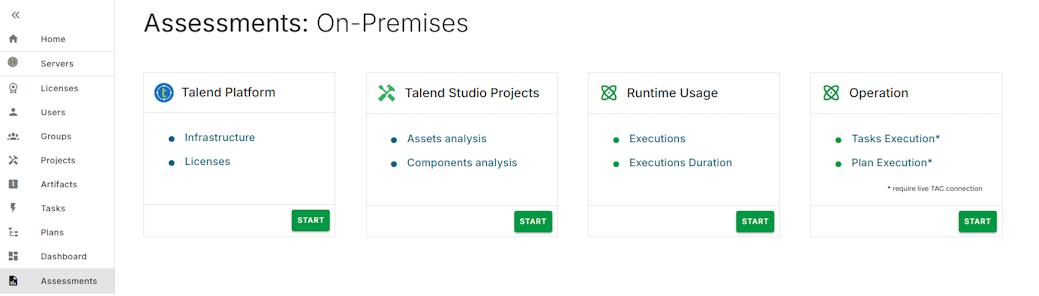 On-Premises assessment types tab