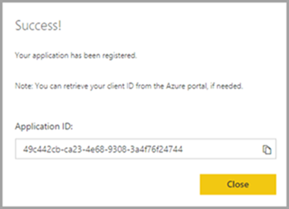 The application ID that appears after an application has been registered.